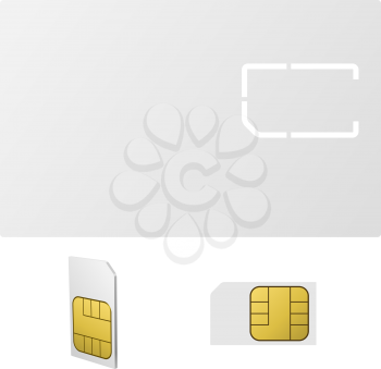 Blank SIM card vector template isolated on white background.