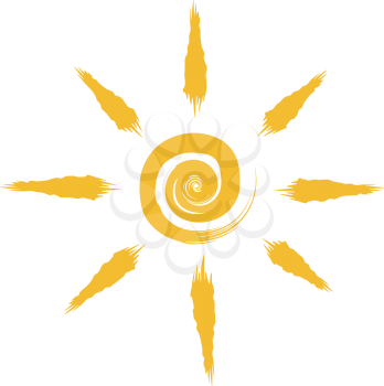 Abstract sun drawing isolated on white background.