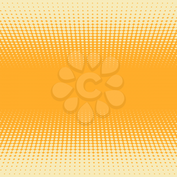 Orange and yellow 3D perspective halftone vector background.