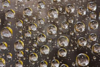 Royalty Free Photo of a Closeup of Drops of Water on a Smooth Surface