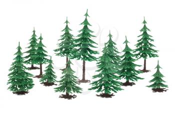 Royalty Free Photo of a Scene of Plastic Evergreen Trees