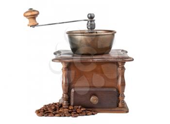 Vintage coffee mill isolated on white background