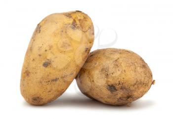 Pair of ripe potatoes isolated on white background