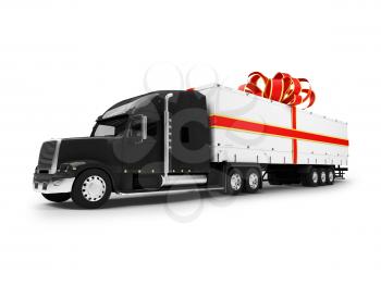Royalty Free Clipart Image of a Transport Truck in a Bow