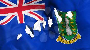 British Virgin Islands flag perforated, bullet holes, white background, 3d rendering