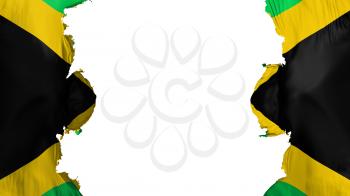Blasted Jamaica flag, against white background, 3d rendering