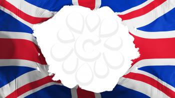 Broken United Kingdom UK flag, white background, 3d rendering