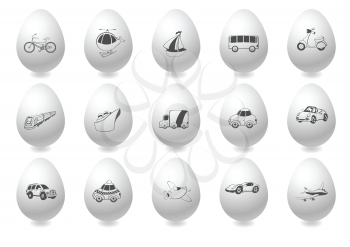 Royalty Free Clipart Image of Icons on Eggs