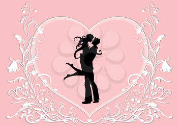 Royalty Free Clipart Image of a Couple Hugging