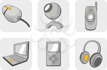 Royalty Free Clipart Image of Technological Gadget Icons