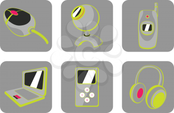 Royalty Free Clipart Image of Technological Gadgets Icons