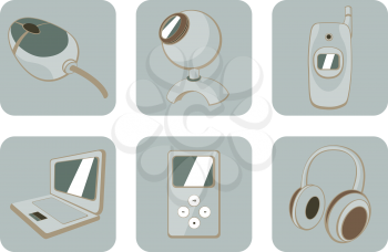 Royalty Free Clipart Image of Technological Gadgets Icons