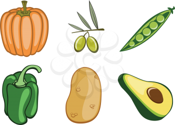 Royalty Free Clipart Image of a Bunch of Vegetables