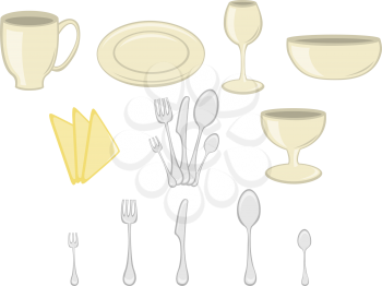 Royalty Free Clipart Image of Kitchenware Items