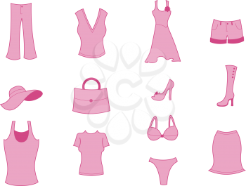 Royalty Free Clipart Image of Women's Clothing