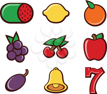 Royalty Free Clipart Image of Slot Machine Icons