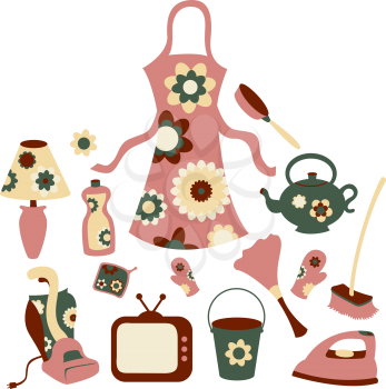 Royalty Free Clipart Image of a Housewife's Items