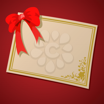 Royalty Free Clipart Image of a Certificate and Bow