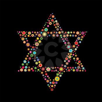 Royalty Free Clipart Image of a Floral Star of David