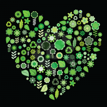 Royalty Free Clipart Image of a Floral Heart Illustration