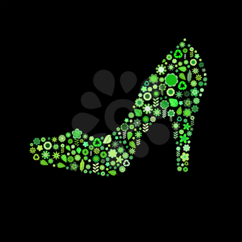 Royalty Free Clipart Image of a Floral High Heel Illustration