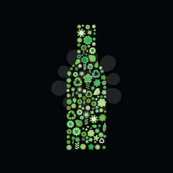 Royalty Free Clipart Image of a Floral Bottle Illustration