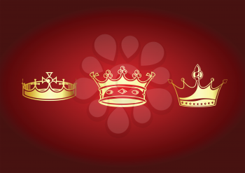 Royalty Free Clipart Image of Three Crowns