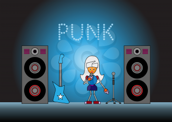Royalty Free Clipart Image of a Robot Girl Performing