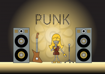 Royalty Free Clipart Image of a Robot Girl Singing