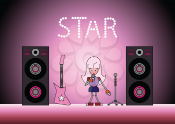 Royalty Free Clipart Image of a Robot Girl Performing