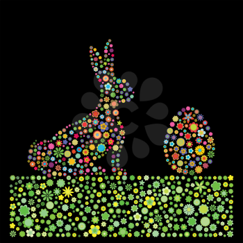 Royalty Free Clipart Image of a Floral Rabbit