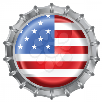 Royalty Free Clipart Image of an American Flag Bottle Cap