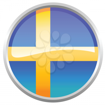 Royalty Free Clipart Image of a Swedish Flag Button