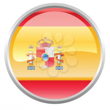 Royalty Free Clipart Image of a Flag of Spain Button