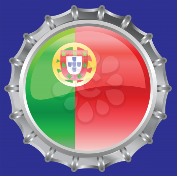 Royalty Free Clipart Image of a Portuguese Flag Bottlecap