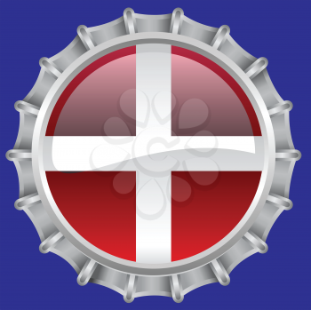 Royalty Free Clipart Image of a Flag of Denmark Bottlecap