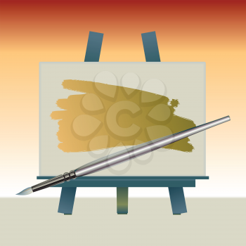 Royalty Free Clipart Image of a Canvas and Paintbrush