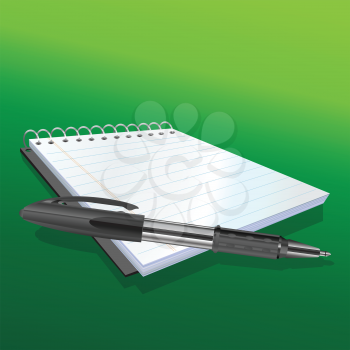 Royalty Free Clipart Image of a Pen on a Notepad