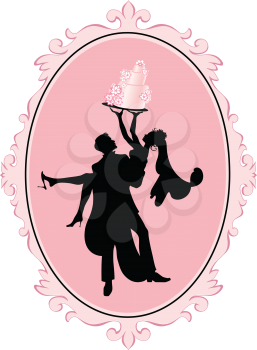 Royalty Free Clipart Image of a Bride and a Groom