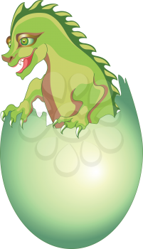 Royalty Free Clipart Image of a Baby Dragon Hatching