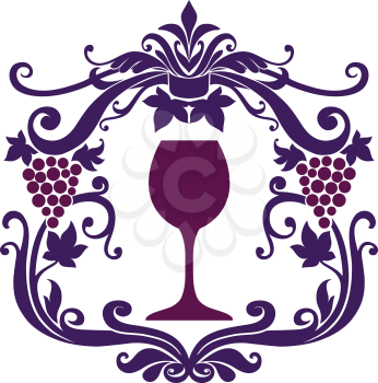 Royalty Free Clipart Image of a Wineglass and Grapes