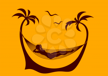 Royalty Free Clipart Image of a Woman in a Hammock