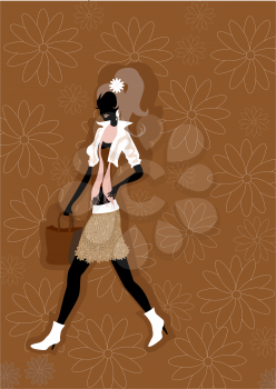 Royalty Free Clipart Image of a Woman Walking