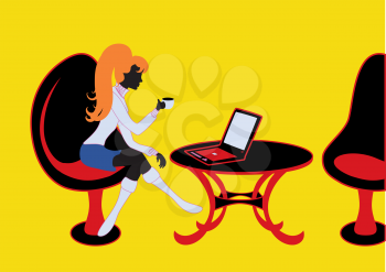 Royalty Free Clipart Image of a Woman Working 