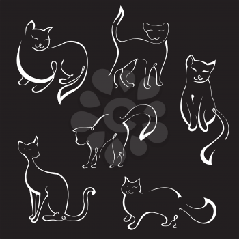Royalty Free Clipart Image of Cat Silhouettes