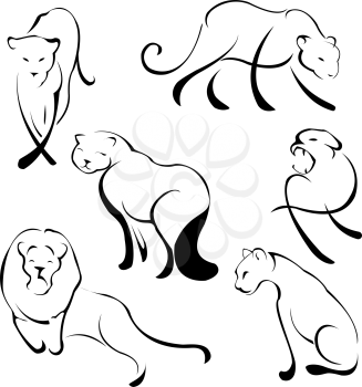 Royalty Free Clipart Image of Lions Drawings