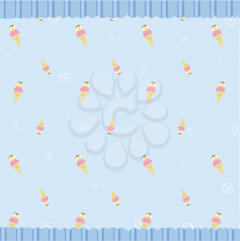 Royalty Free Clipart Image of an Ice Cream Cone Background