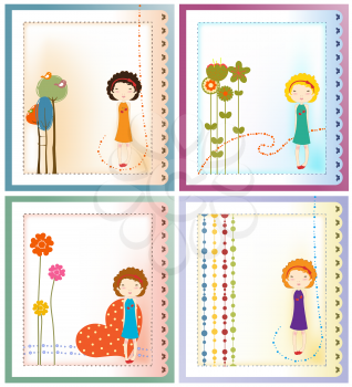 Royalty Free Clipart Image of a Set of Greeting Cards