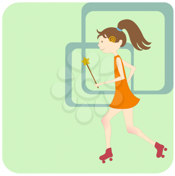 Royalty Free Clipart Image of a Girl Rollerblading