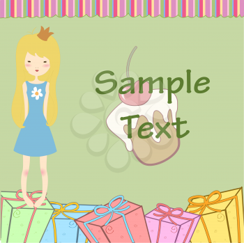 Royalty Free Clipart Image of a Girl With Presents